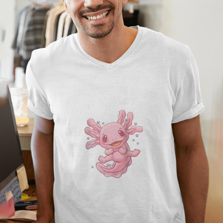 Id Rather Be With My Axolotl Salamander Introvert Raglan Baseball Tee Men's V-Neck T-Shirt
