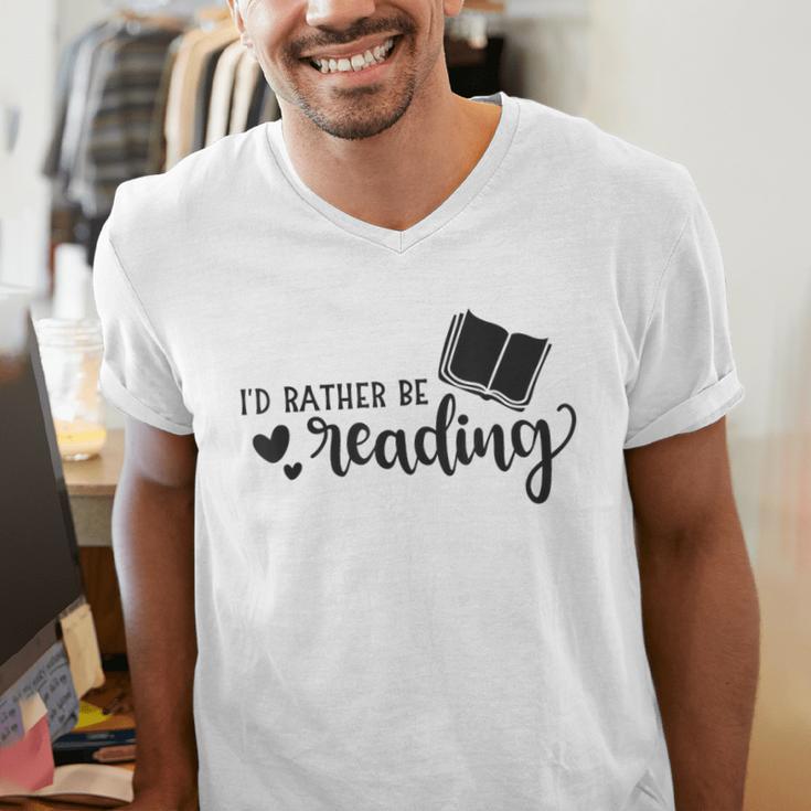 I'd Rather Be Reading Book Lover Bookworm Reading Men's V-Neck T-Shirt I'd Rather Be Reading Book Lover Bookworm Reading Men's V-Neck T-Shirt