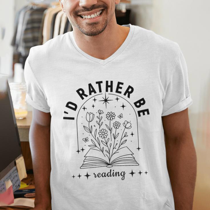 I’d Rather Be Reading Minimal Book Lover Arch Men's V-Neck T-Shirt I’d Rather Be Reading Minimal Book Lover Arch Men's V-Neck T-Shirt