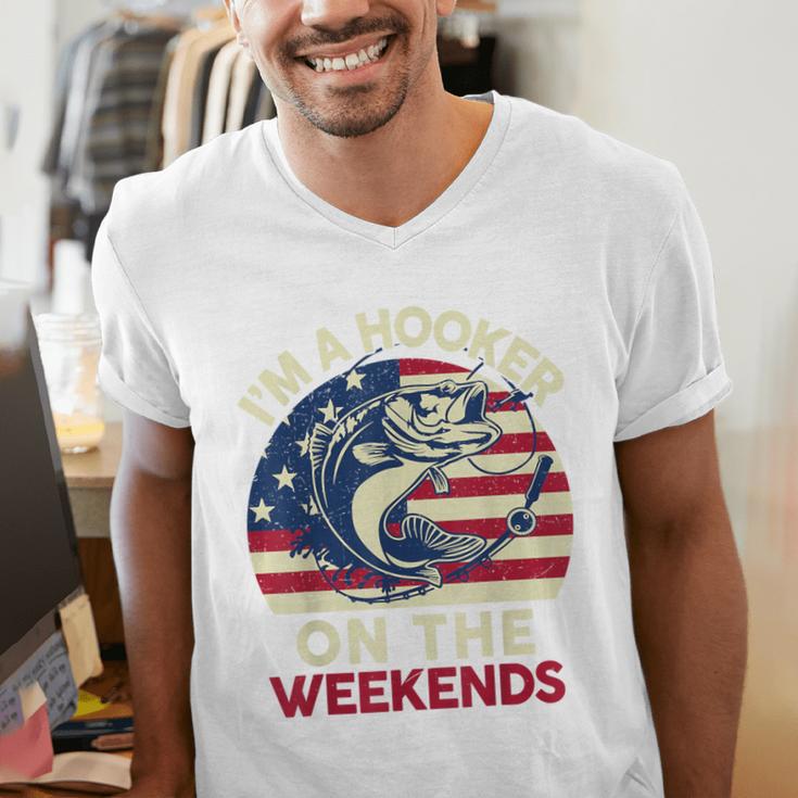 I'm Hooker On The Weekends Dirty Bass Dad Fishing Men's V-Neck T-Shirt I'm Hooker On The Weekends Dirty Bass Dad Fishing Men's V-Neck T-Shirt