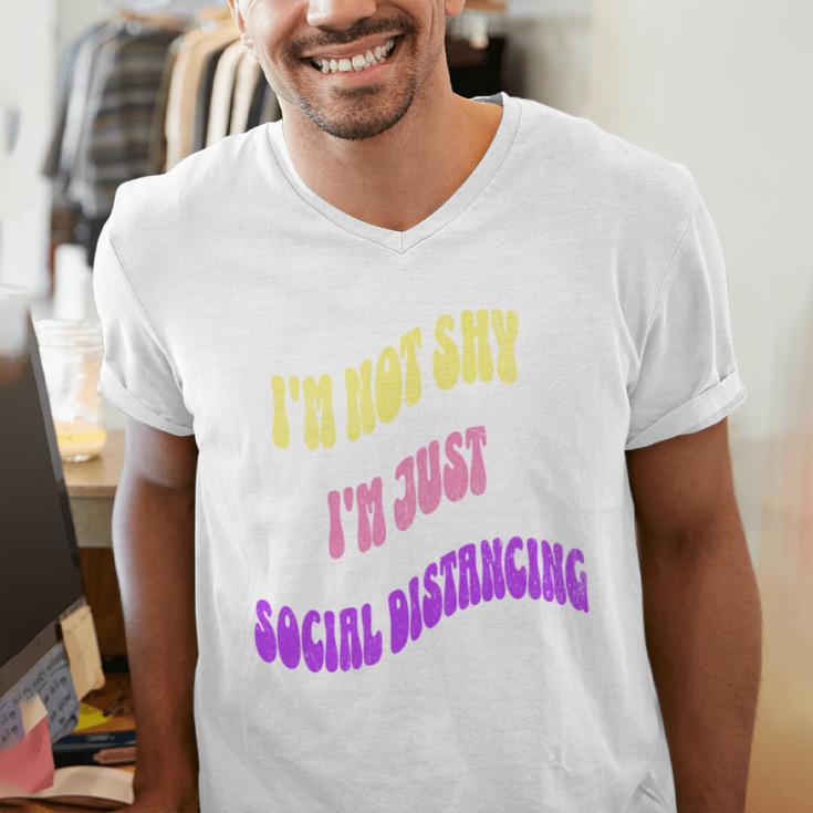 I'm Just Social Distancing Introvert Funny Men's V-Neck T-Shirt