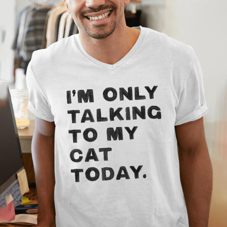 I'm Only Talking To My Cat Today Introvert Chalk Men's V-Neck T-Shirt