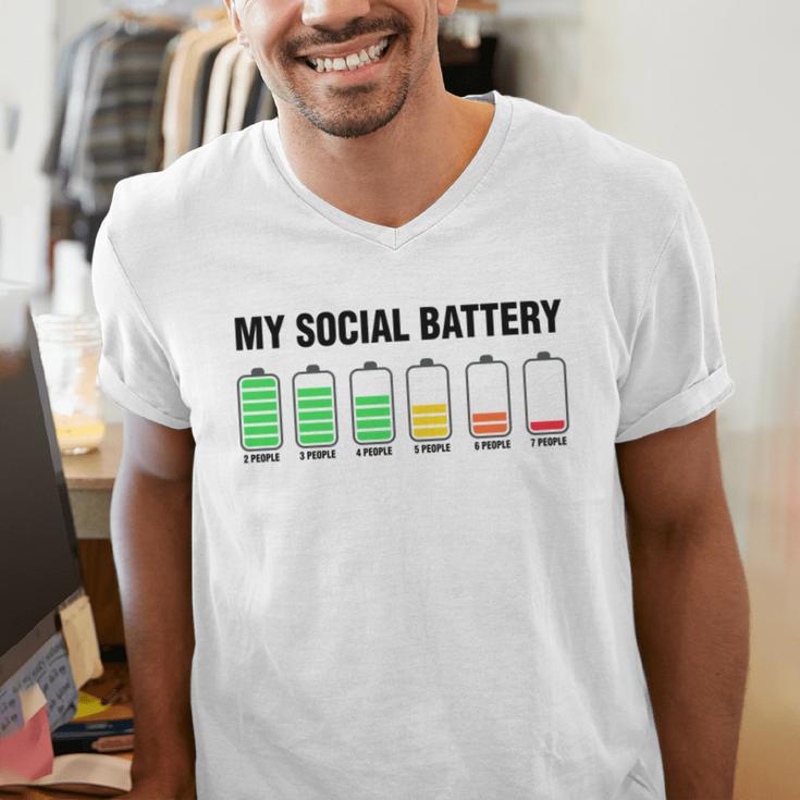 Introvert Cute My Social Battery Men's V-Neck T-Shirt Introvert Cute My Social Battery Men's V-Neck T-Shirt