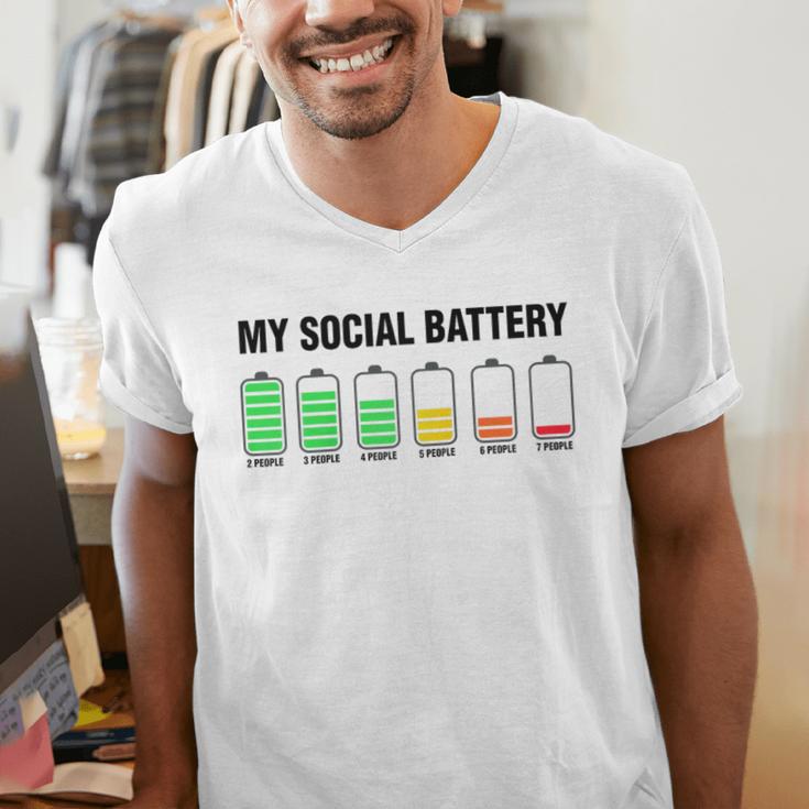 Introvert Cute My Social Battery Raglan Baseball Tee Men's V-Neck T-Shirt Introvert Cute My Social Battery Raglan Baseball Tee Men's V-Neck T-Shirt