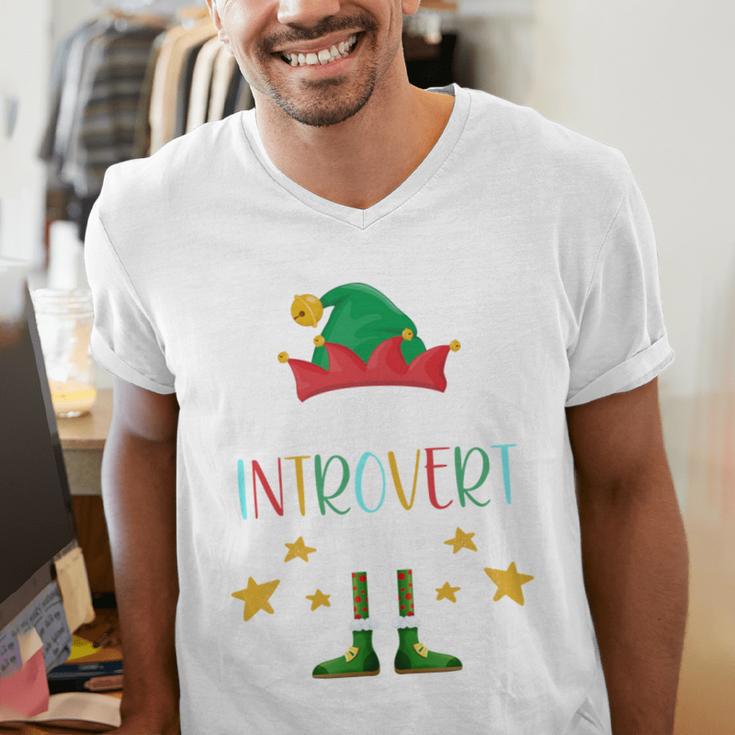 The Introvert Elf Christmas Family Matching Fun Xmas Top Men's V-Neck T-Shirt