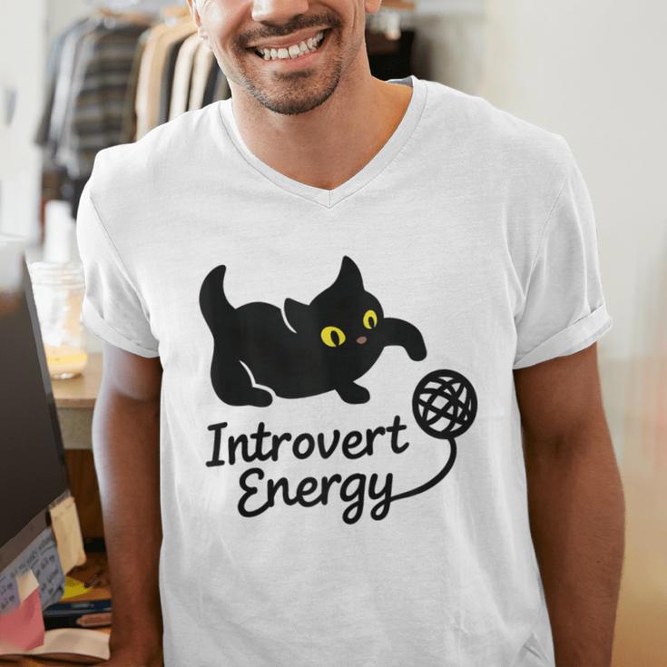 Introvert Energy Cat Love Cat Meme Men's V-Neck T-Shirt