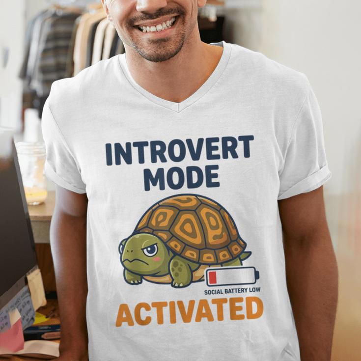 Introvert Mode Activated Low Social Battery Box Turtle Men's V-Neck T-Shirt Introvert Mode Activated Low Social Battery Box Turtle Men's V-Neck T-Shirt