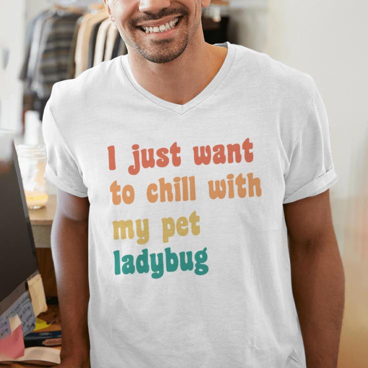 Introvert Pet Ladybug Mom Men's V-Neck T-Shirt