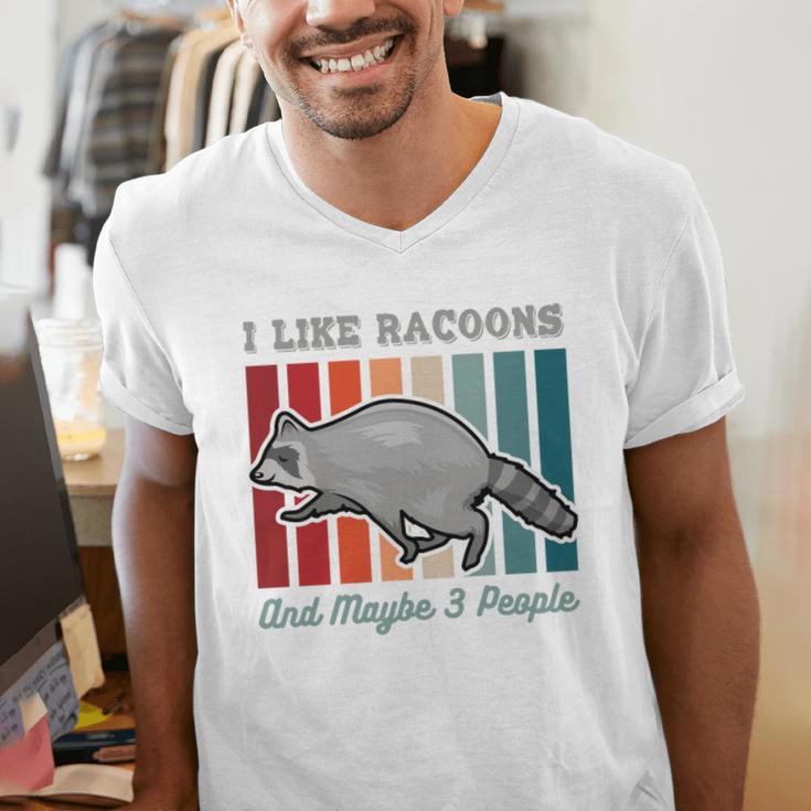 Introvert Raccoon Animal Lover Trash Panda Antisocial Retro Men's V-Neck T-Shirt