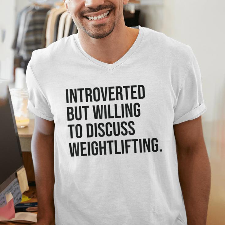 Introverted Weightlifter Gym Weightlifting Introvert Men's V-Neck T-Shirt
