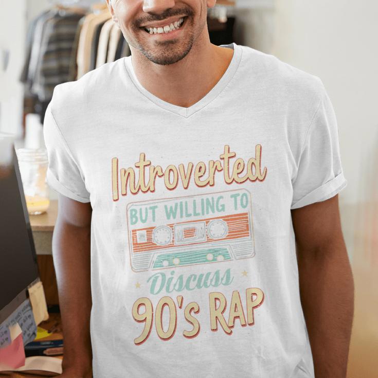 Introverted But Willing To Discuss 90s Rap Premium Tri-Blend Men's V-Neck T-Shirt Introverted But Willing To Discuss 90s Rap Premium Tri-Blend Men's V-Neck T-Shirt