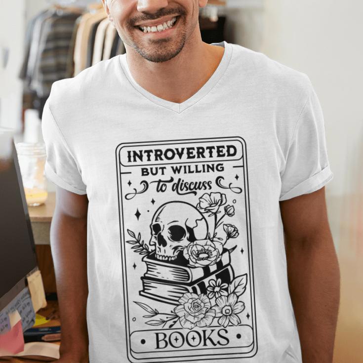 Introverted BUT Willing To Discuss Books Book Lover Men's V-Neck T-Shirt