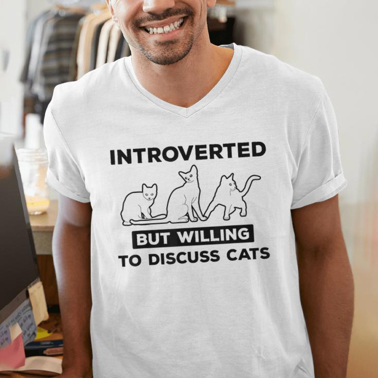 Introverted But Willing To Discuss Cats Introvert Shy Men's V-Neck T-Shirt Introverted But Willing To Discuss Cats Introvert Shy Men's V-Neck T-Shirt