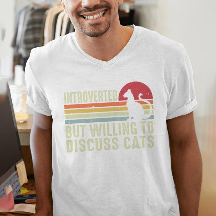 Introverted But Willing To Discuss Cats Kitten Pet Lover Men's V-Neck T-Shirt