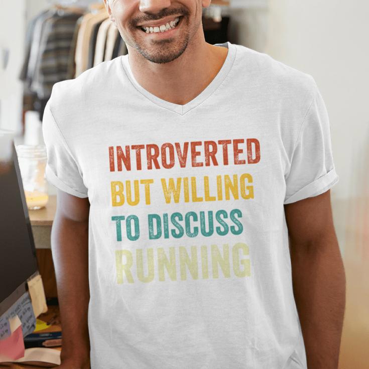 Introverted But Willing To Discuss Running Hobby Men's V-Neck T-Shirt