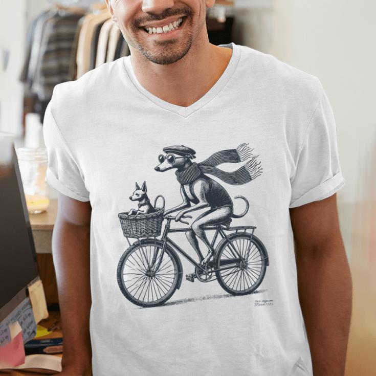 Italian Greyhound Whippet Bicycle Cycling Dog Mom Iggy Dad Men's V-Neck T-Shirt Italian Greyhound Whippet Bicycle Cycling Dog Mom Iggy Dad Men's V-Neck T-Shirt