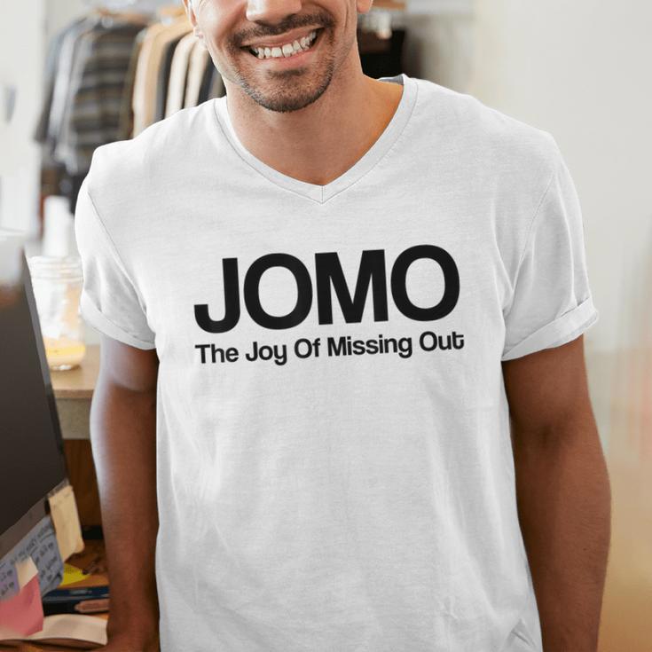 JOMO Joy Of Missing Out Fomo Fear Cozy Introvert Joke Men's V-Neck T-Shirt