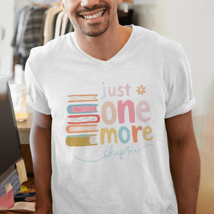 Just One More Chapter Artistic Pastel Book Lover Vibe Men's V-Neck T-Shirt Just One More Chapter Artistic Pastel Book Lover Vibe Men's V-Neck T-Shirt