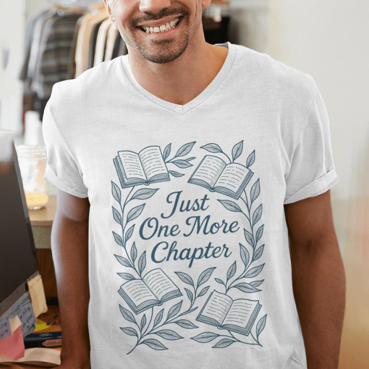 Just One More Chapter Blue Book Lover Reading Quote Men's V-Neck T-Shirt