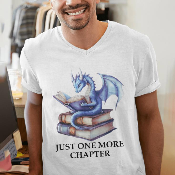 Just One More Chapter Book Dragon Reading Book Lover Bookish Men's V-Neck T-Shirt Just One More Chapter Book Dragon Reading Book Lover Bookish Men's V-Neck T-Shirt