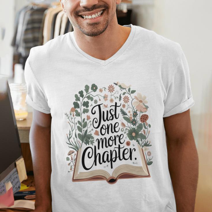 Just One More Chapter Bookish Book Reading Botanical Men's V-Neck T-Shirt Just One More Chapter Bookish Book Reading Botanical Men's V-Neck T-Shirt