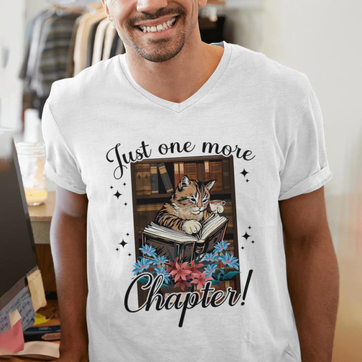 Just One More Chapter Cat Reading Books Coffee Lovers Premium Tri-Blend Men's V-Neck T-Shirt