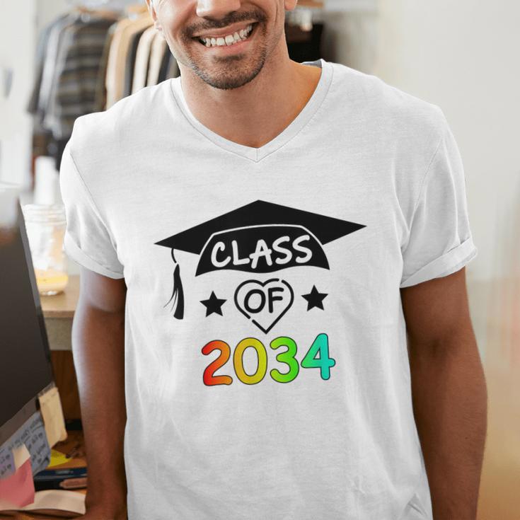 K -12th Grade Hand Prints Space Graduation Class Of 2034 Men's V-Neck T-Shirt