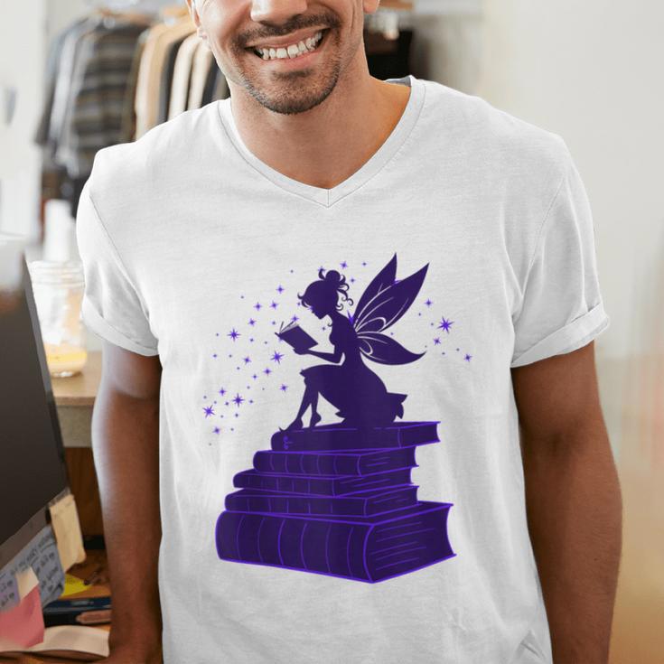 Kawaii Fairy Bookish Book Lover Library Read Men's V-Neck T-Shirt Kawaii Fairy Bookish Book Lover Library Read Men's V-Neck T-Shirt