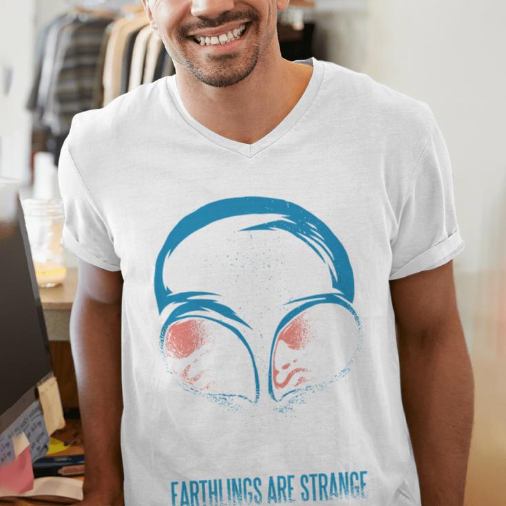 Keep Calm Earthlings Are Strange Alien Introvert Men's V-Neck T-Shirt Keep Calm Earthlings Are Strange Alien Introvert Men's V-Neck T-Shirt