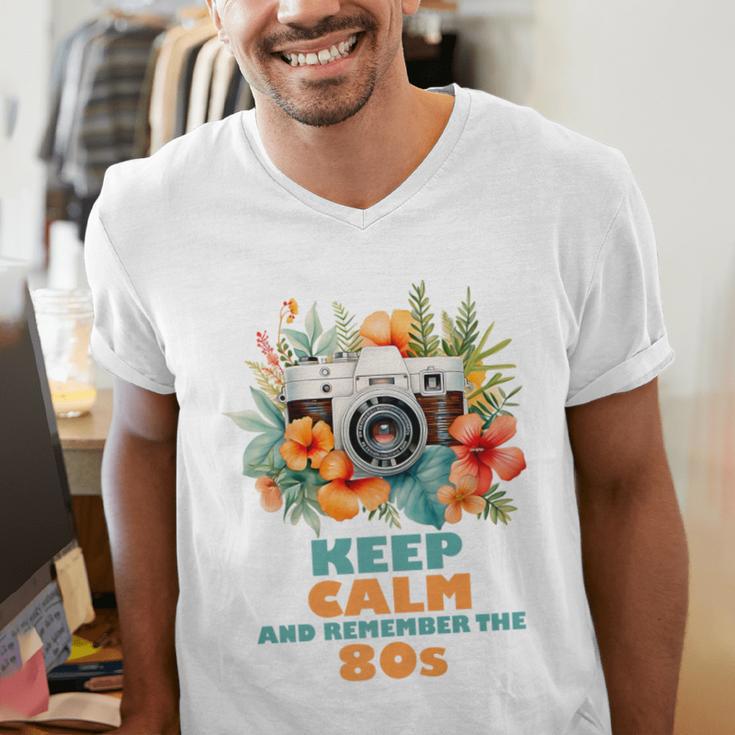 Keep Calm And Remember The 80s Retro Vintage Nostalgia Premium Men's V-Neck T-Shirt