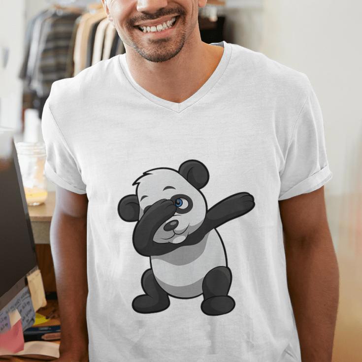 Kids Class Of 2030 Shirt Graduation Dabbing Panda Shirt Men's V-Neck T-Shirt