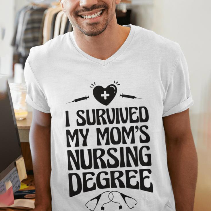 Kids I Survived My Mom's Nursing Degree Nursing School Graduation Men's V-Neck T-Shirt