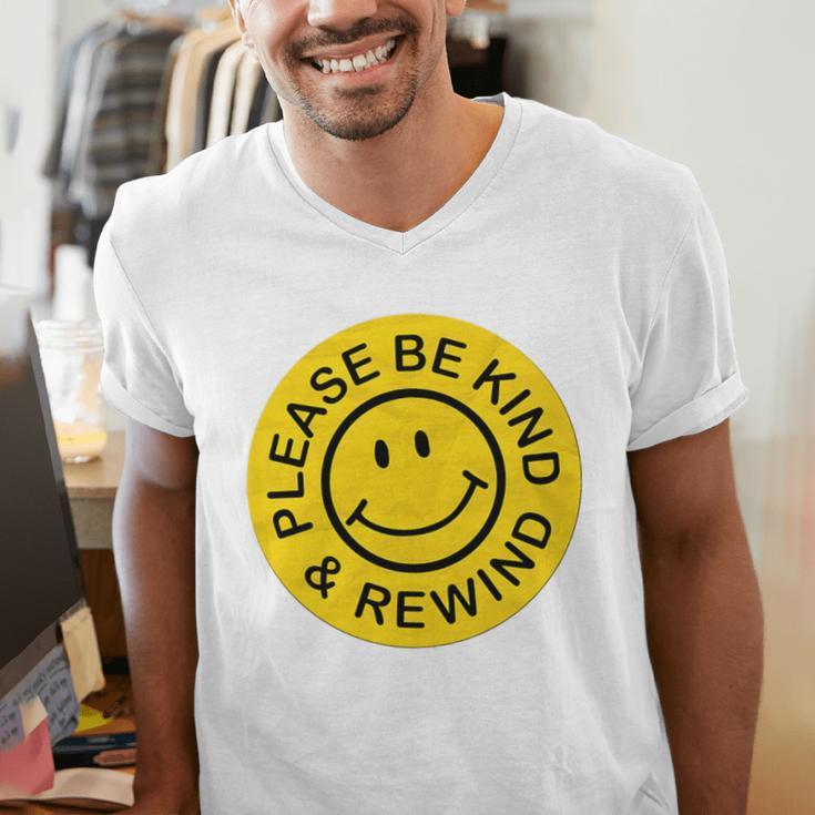 Be Kind Rewind Shirt Retro Nostalgia Sticker 80s 90s Tee Premium Tri-Blend Men's V-Neck T-Shirt