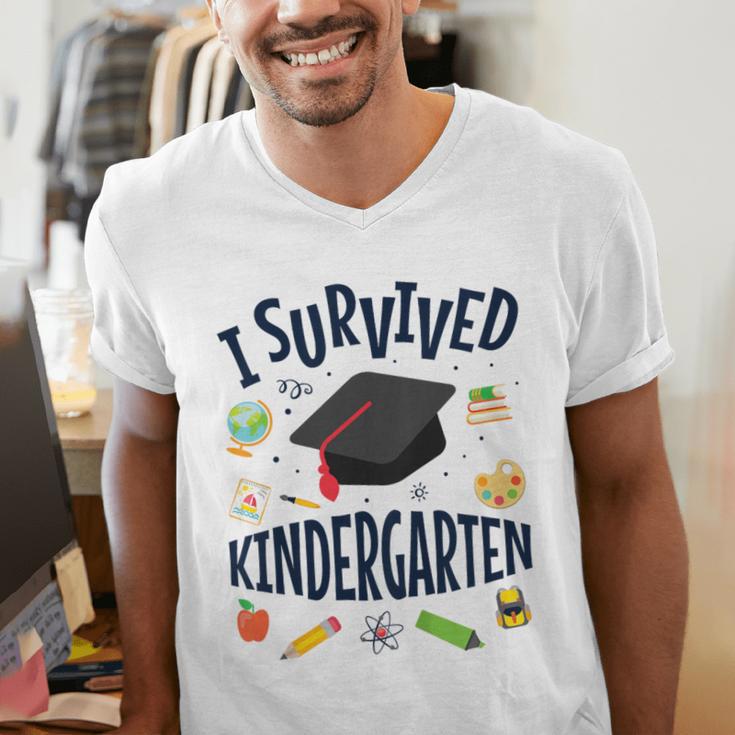 Kindergarten Graduation Shirt I Survived Kindergarten Men's V-Neck T-Shirt