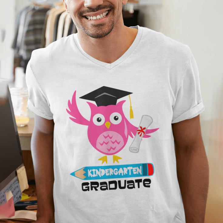 Kindergarten Graduation Tee Shirt Pink Owl T-Shir Men's V-Neck T-Shirt