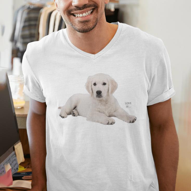Labrador Retriever Shirt Yellow Love Lab Mom Dog Dad Men's V-Neck T-Shirt