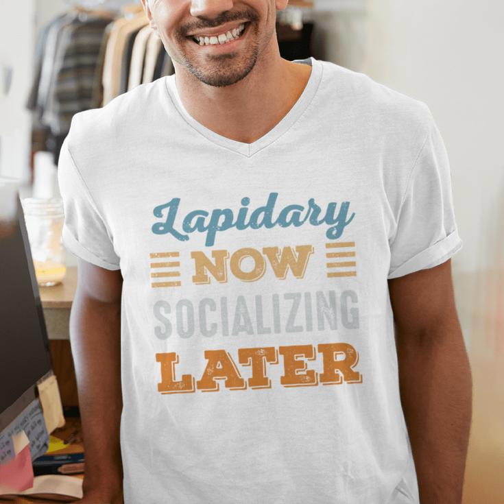Lapidary Now Minimal Socializing Introvert Vintage Men's V-Neck T-Shirt Lapidary Now Minimal Socializing Introvert Vintage Men's V-Neck T-Shirt