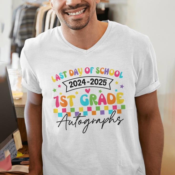 Last Day Of School Autograph 1st Grade Graduation Boys Girls Men's V-Neck T-Shirt