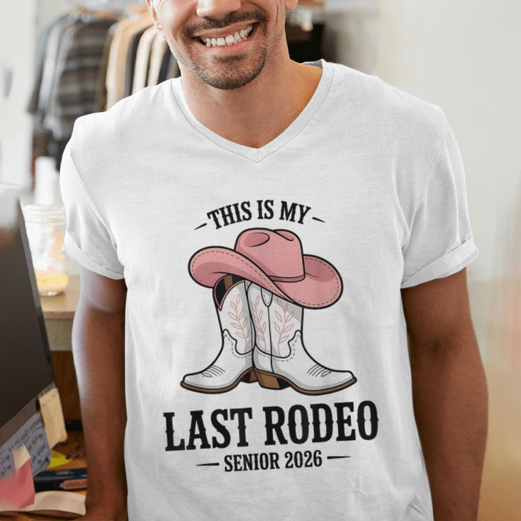 This Is My Last Rodeo Senior 2026 Cowgirl Graduation Men's V-Neck T-Shirt