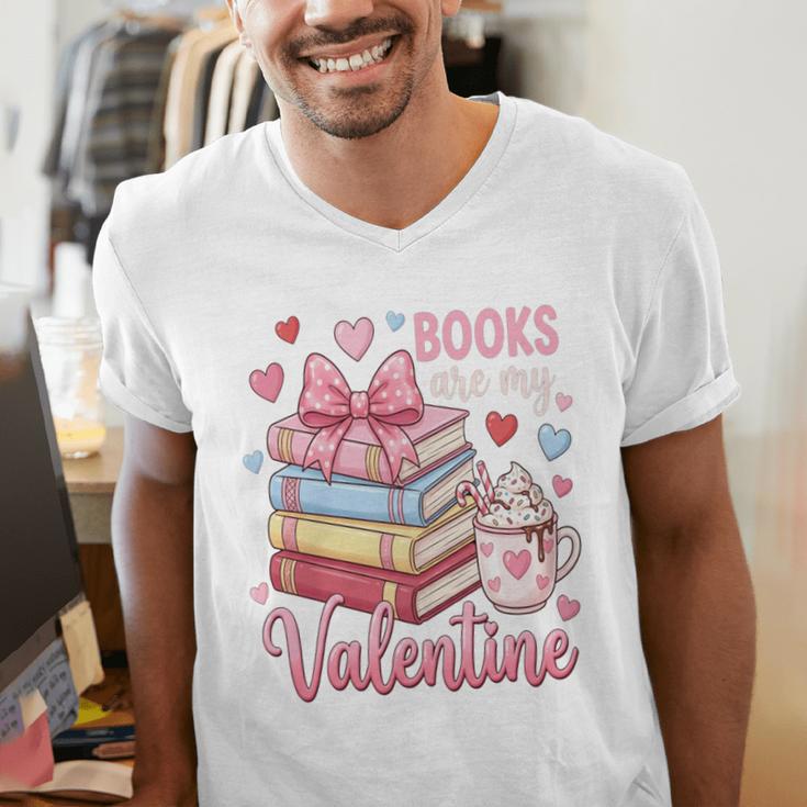 Librarian Books Are My Valentine Teacher Valentines Teach Men's V-Neck T-Shirt Librarian Books Are My Valentine Teacher Valentines Teach Men's V-Neck T-Shirt