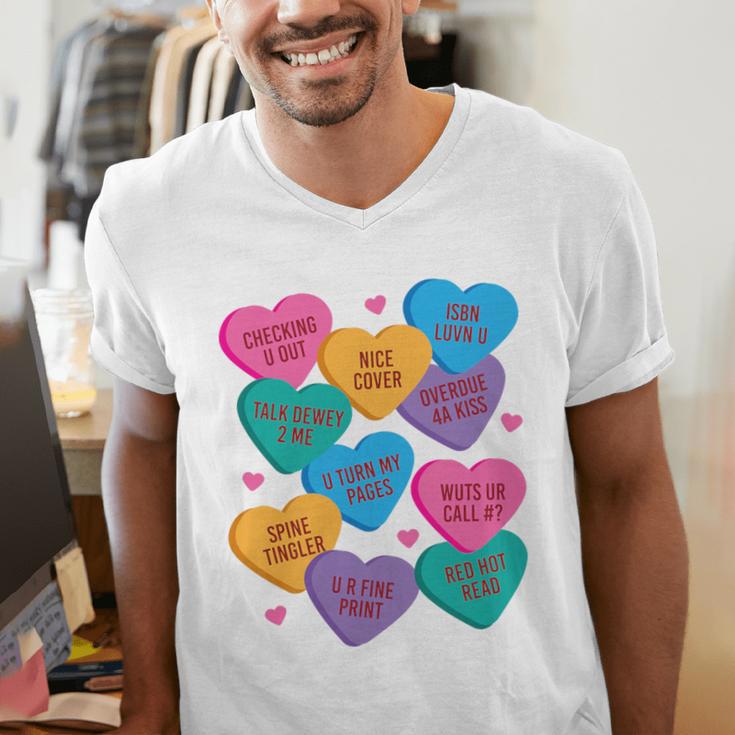 Librarian Shirt Valentines Book Worm Reading Tshirt Premium Tri-Blend Men's V-Neck T-Shirt