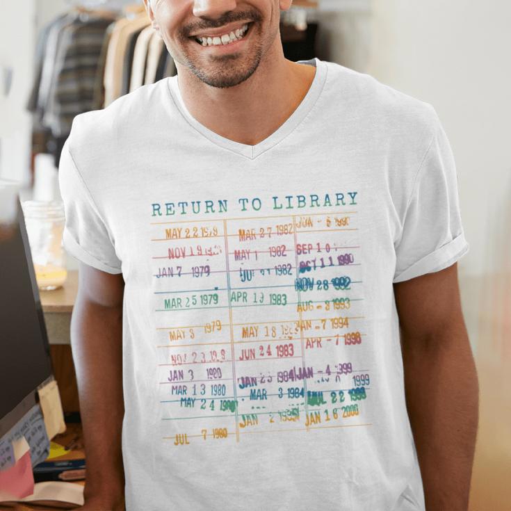 Library Card Vintage Book Due Date Bookish Rainbow Reading Men's V-Neck T-Shirt Library Card Vintage Book Due Date Bookish Rainbow Reading Men's V-Neck T-Shirt