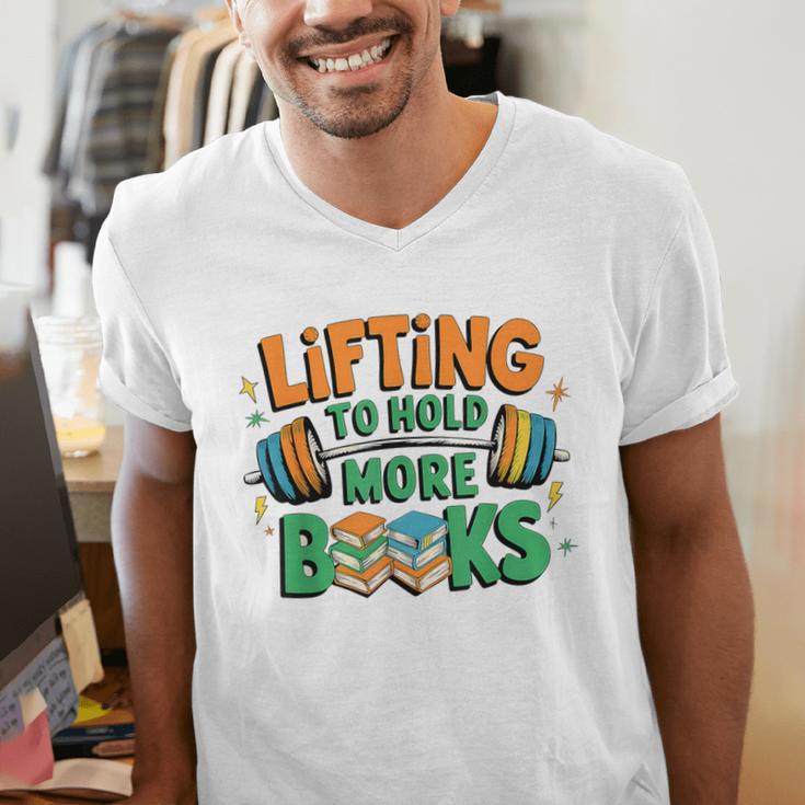 Lifting To Hold More Books Weightlifting Workout Gym Lover Men's V-Neck T-Shirt