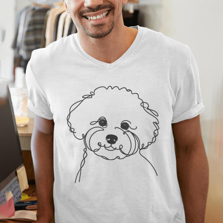 Line Art Dad Mom Dog Bichon Frise Men's V-Neck T-Shirt Line Art Dad Mom Dog Bichon Frise Men's V-Neck T-Shirt