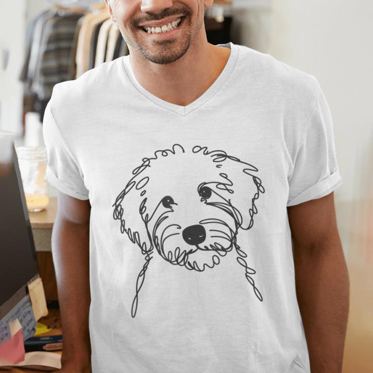 Line Art Dad Mom Dog Sheepadoodle Men's V-Neck T-Shirt