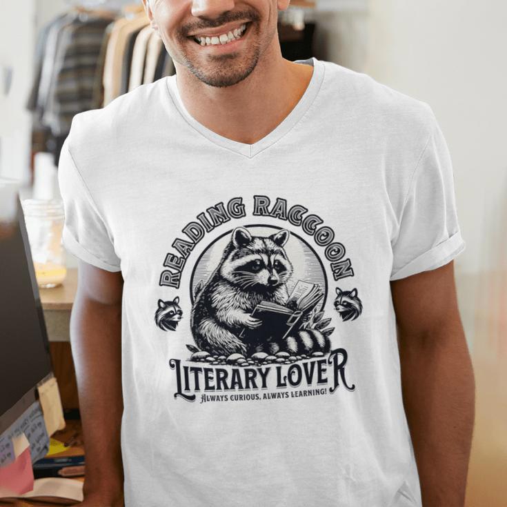 Literary Lover Reading Raccoon Books Premium Men's V-Neck T-Shirt