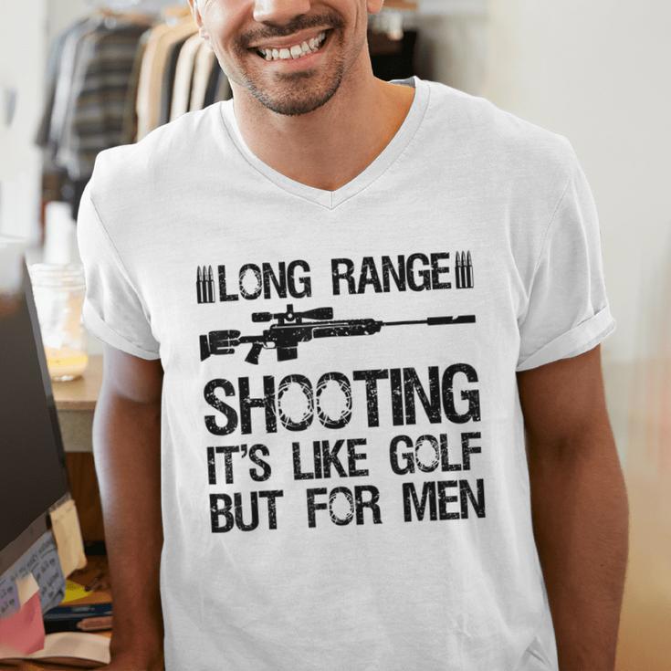Long Range Shooting It's Like Golf But For Men Dad Men Men's V-Neck T-Shirt