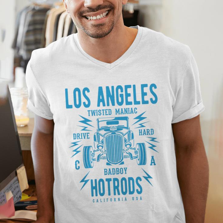 Los Angeles Hotrods Automotive Nostalgia Premium Tri-Blend Men's V-Neck T-Shirt