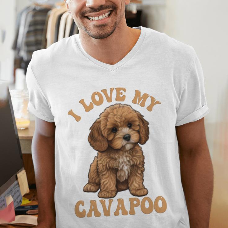 I Love My Cavapoo For Mom Dad Kids Men's V-Neck T-Shirt
