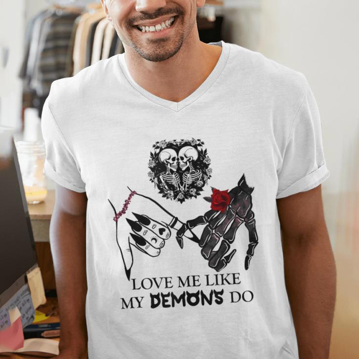 Love Me Like My Demons Do Dark Romance Merch Smutty Book Men's V-Neck T-Shirt